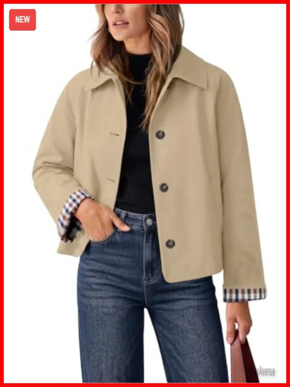 Cropped Trench Coat Oversized Lightweight Casual Jacket
